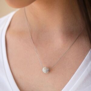 Touchstone Crystal Aprils Birthstone Crystal Ceralun Pavé Ball Necklace